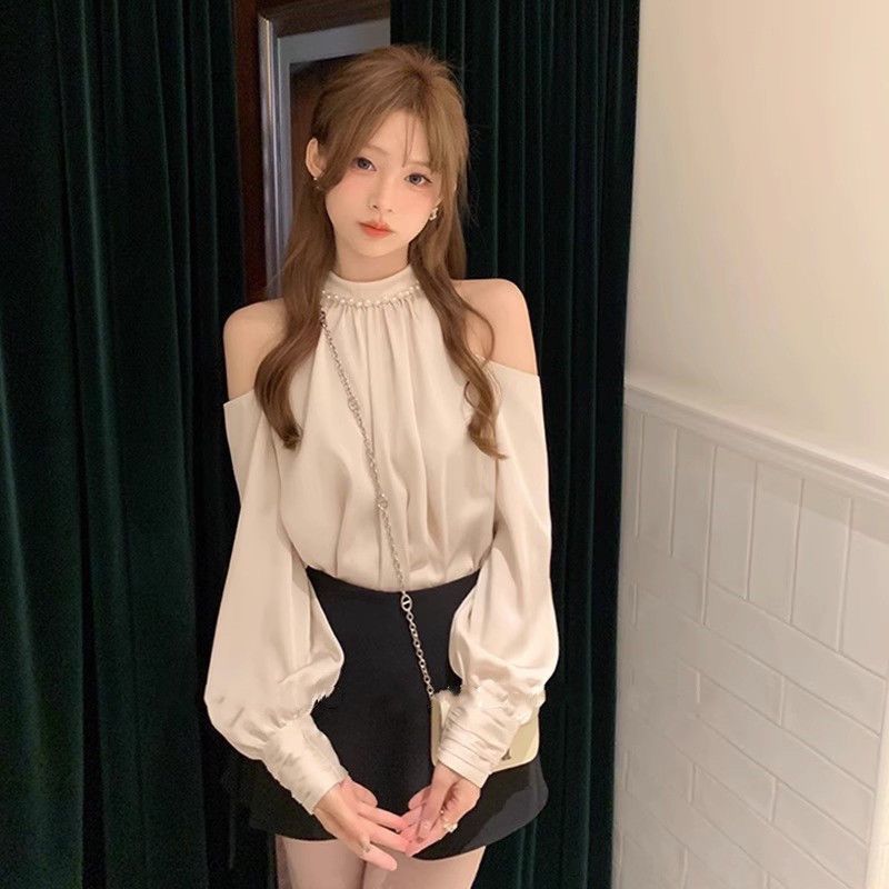 Street Fashion In Korea - Blusas de manga larga con cuello