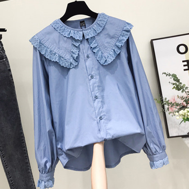Street Fashion In Korea - Camisas elegantes con cuello Peter Pan