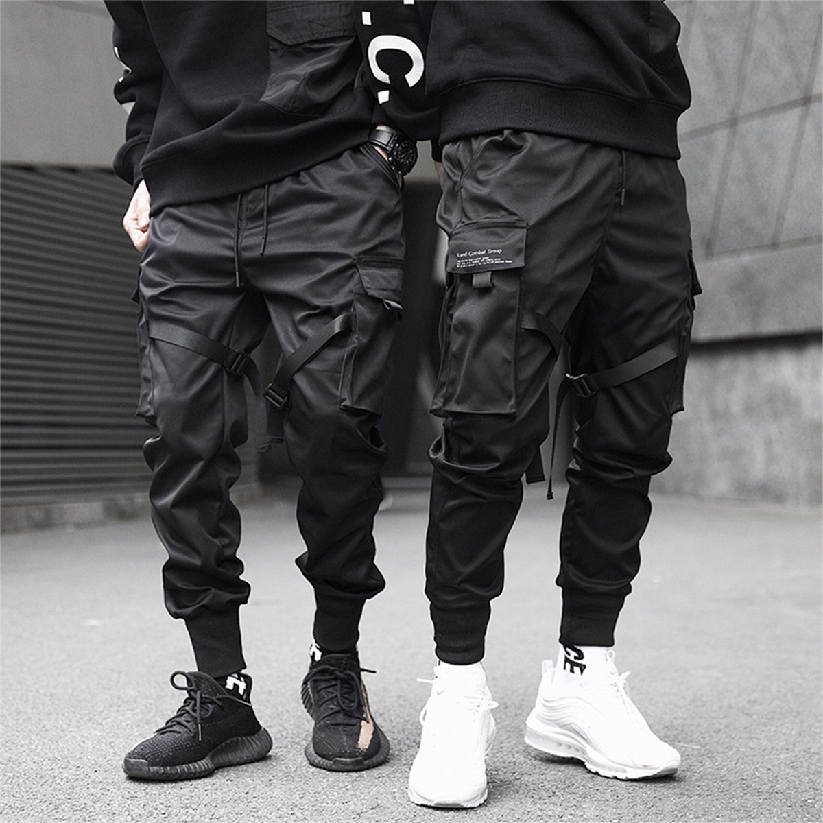 Street Fashion In Korea - Pantalones Cargo negros de Hip Hop,