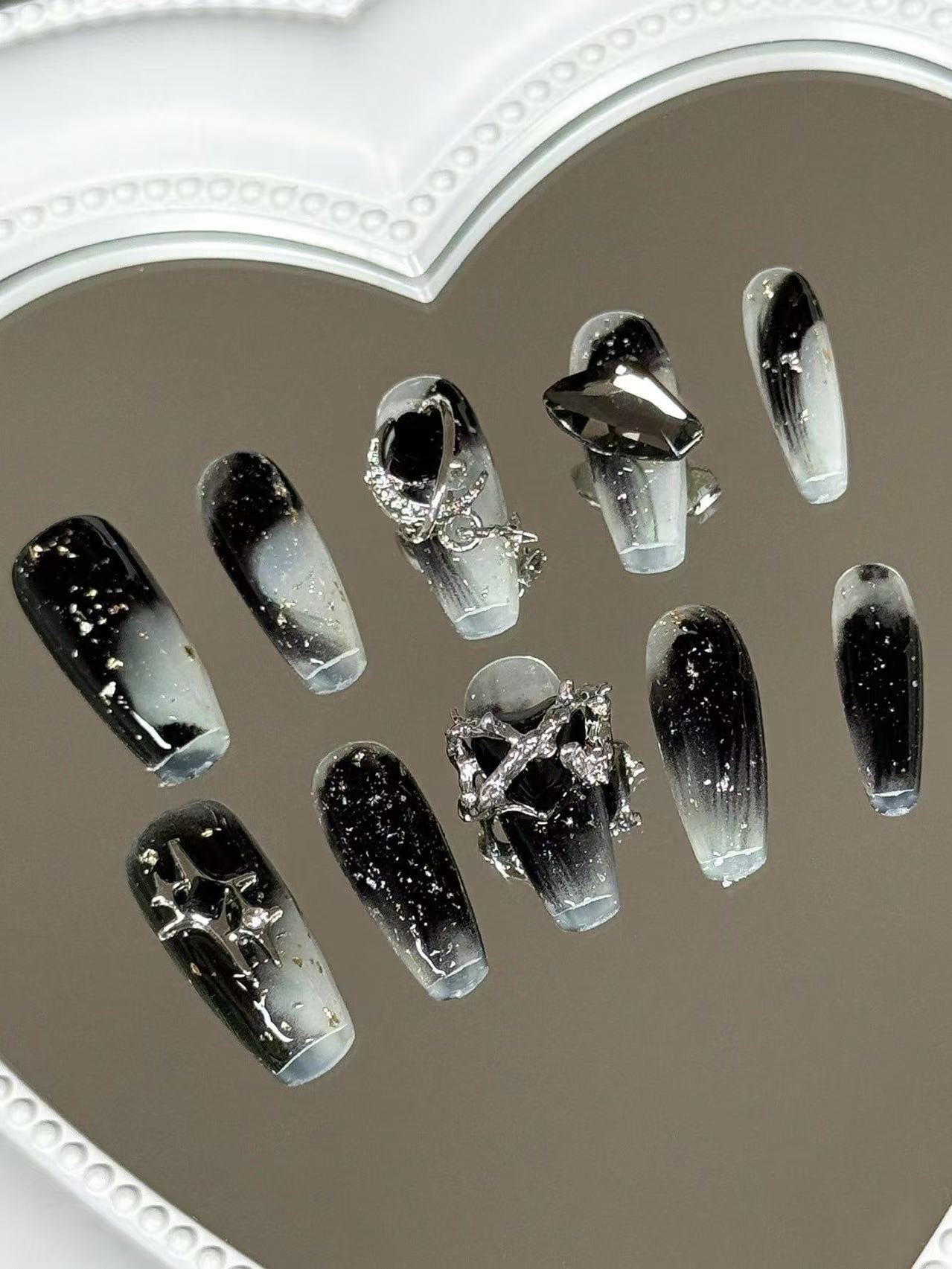 Street Fashion Look - 10 piezas de uñas largas trapezoidales