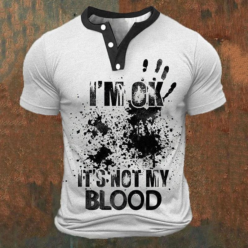 Street Fashion Clothing - Camisetas Henley para Hombre con Estampado