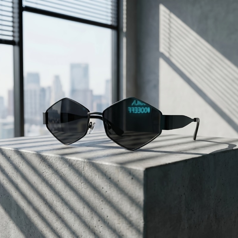 Street Fashion Photographers - Gafas con Marco Geométrico Hexagonal Retro