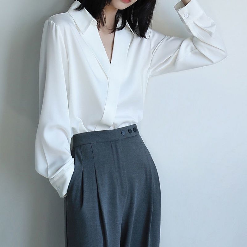 Gidyq-camisas negras de gasa p - Street Fashion In Korea reseña y precio