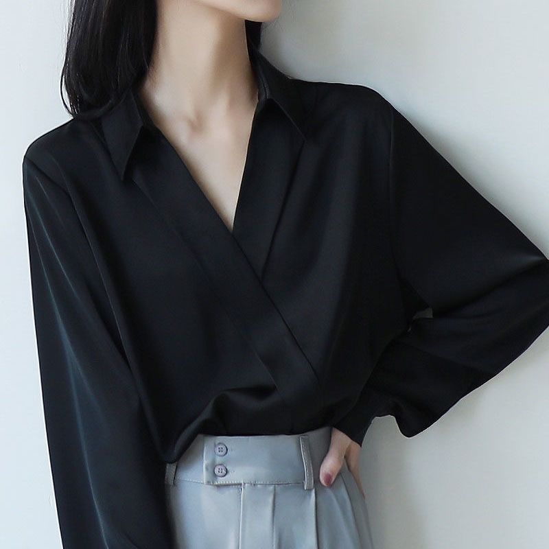 Gidyq-camisas negras de gasa p - Street Fashion In Korea reseña y precio