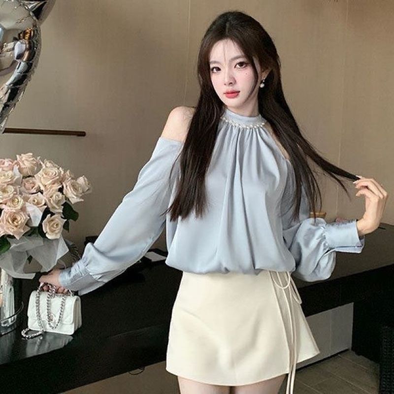 Blusas de manga larga con cuel - Street Fashion In Korea reseña y precio
