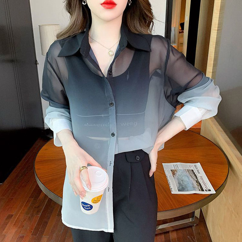 Camisa de gasa de Color degrad - Street Fashion In Korea reseña y precio