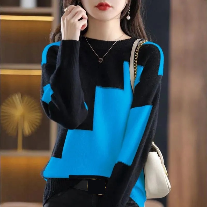 Suéter de punto empalmado con  - Street Fashion In Korea reseña y precio