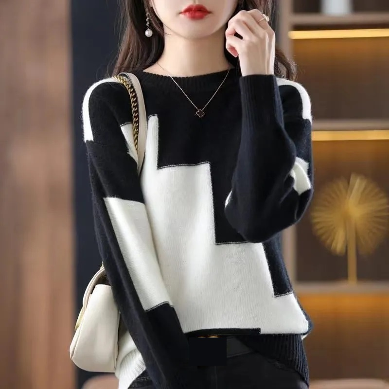 Suéter de punto empalmado con  - Street Fashion In Korea reseña y precio